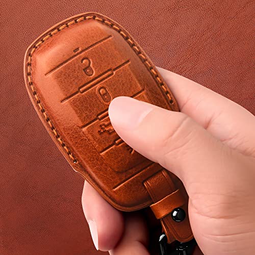 Tukellen Genuine Leather Key Fob Cover for Dodge Ram 1500 - color: Brown, size: 5 button