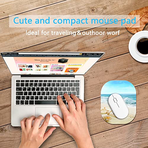 Small Mouse Pad,Mini Mouse Pad 6 x 7 Inch,for Laptop Keyboard Tray Wireless Mouse Home Office Travel,with Non-Slip Rubber Base, Waterproof Mouse Mat,Beach Shells - color: Beach Shells