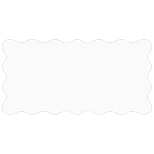 PU Leather Desk Pad, Scalloped Non-Slip Mouse Pad & Large Desk Mat Cover Stitched Edges Writing Pad for Office, Home - Waterproof, Easy to Clean, Durable Surface I 31.4"x15.7", Ivory White - color: Ivory White