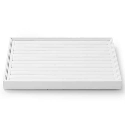 White PU Leather Ring Stud Earring Jewelry Display Organizer Tray | Easy-clean scratch-proof PU leather tray, orderly storage for rings earrings, for home vanity & retail holiday jewelry gifts - size: 11 Slot