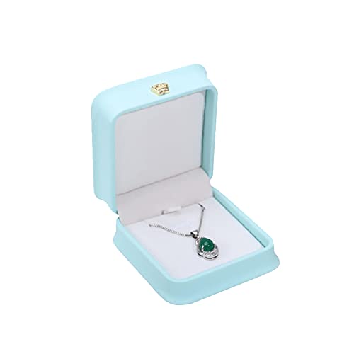 PU Leather Necklace Box Pendant Display Case Bracelet Gift Box Small Necklace Showcase Jewelry Storage Case for Women Light Blue - color: Light Blue