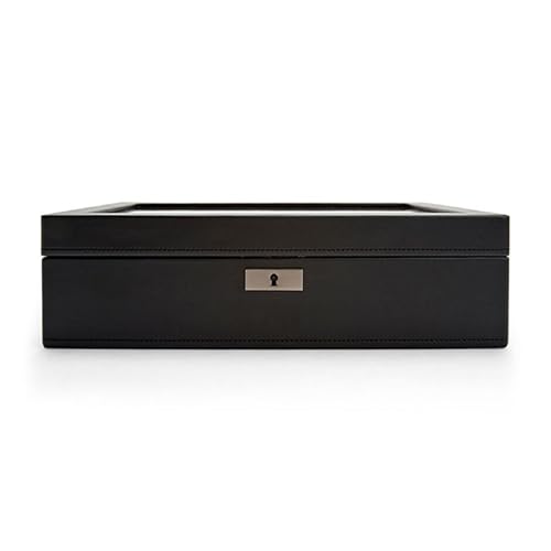 WOLF Axis 10-Piece Watch Box, Copper - Features 10 Watch Compartments, Lock and Key, Suspended Watch Cushions & Smart Watch USB Port - color: Black/Copper, size: 10 Piece