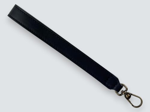 Leather Pouch with Zipper (Carbon Black, Medium w/Wristlet Strap) - color: Carbon Black, size: Medium w/ Wristlet Strap