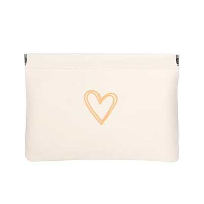 Heart PU Leather Makeup Pouch Set for Women Cute Small Make Up Bag for Purse Waterproof Initial Makeup Cosmetic Bags Pouches for Purse Aesthetic Travel Toiletry Bag, Hearts White - color: Heart White