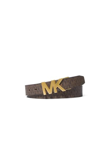 Michael Kors Men's 31mm Reversible MK Buckle Belt - color: Gold-tone Hardware/Mk Signature/Luggage, size: 38
