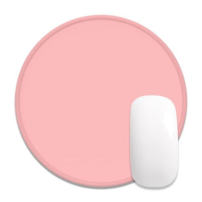 Auhoahsil Round Mouse Pad, Cute Small Computer Mouse Mat, Stitched Edge, Non-Slip Rubber, Washable Mousepad Cloth for Wireless Mouse, Gaming, Office, Laptop, Women, Men, 8.7 x 8.7 in, Pink - color: A-Pink