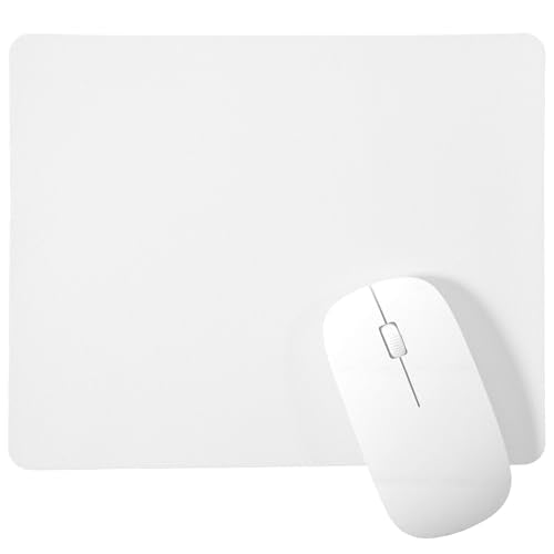 10x8-Inch White Mouse Pad - 25x20cm | Thin Mouse Mat with Non-Slip Base for Computer Gaming Laptop, Home Office Use