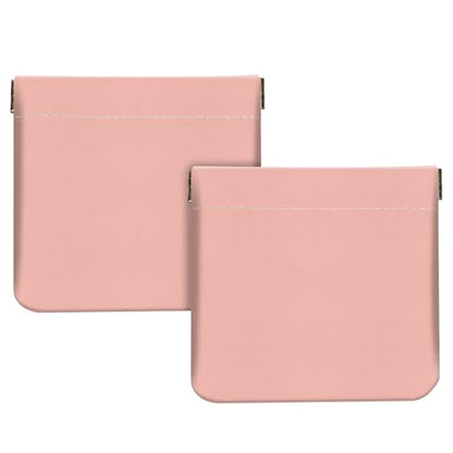 2Pcs PU Leather Small Squeeze Coin Purse Pouch Mini coin Bag Unique And Cute Wallet Cosmetic Bags Change Bag For Women Girls Men （Pink - color: Pink