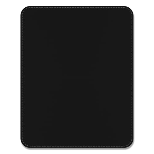 Leather Mouse Pad, Office Mouse Mat Non-Slip Rubber Base Stitched Edge Washable Waterproof Rectangular Mousepad for Office Gaming PC Laptop, 9.8" x 7.9", Black - color: Black, size: 9.8L x 7.9W inches