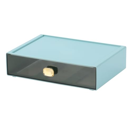 Desktop Storage Drawers, Plastic Countertop Printer Paper Organizer | Cyan 1 Large Deep Drawer for Office Supplies, Makeup Organizer, Tabletop Pen Holder, Desk Organization, Teacher Toolbox - color: 1 Large Drawer, Cyan
