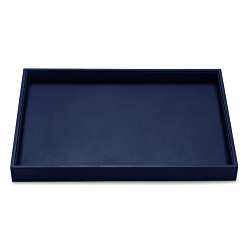 Oirlv Stackable Faux Leather Jewelry Tray for Drawer,Blue Big Jewelry Tray | Open Flat Layout,Stackable Tray Design,Drawer-Friendly Storage,Multi-Jewelry Display,13.8×9.5Inch - color: Blue, size: Flat Tray