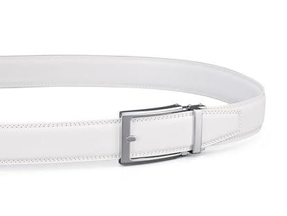 Men's Belt, Ratchet Dress Casual Belt with Adjustable Automatic Buckle Trim to Fit - color: White-01, size: 36"-40" Waist Adjustable
