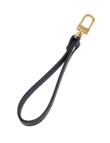 Genuine Leather Wristlet Strap Keychain, Universal Key Fob Keychain, Leather Key Chain Holder for Men and Women - color: 1 Black-gold Lock