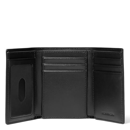 Michael Kors Hudson Trifold Wallet with ID - color: Silver-Tone Hardware/MK Signature/Black