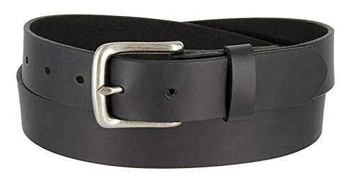 Genuine Full Grain Leather Belt Casual Jean Belt 1-1/4", 1-3/8", 1-1/2" Wide, Made In USA - color: 35mm-black, size: 46