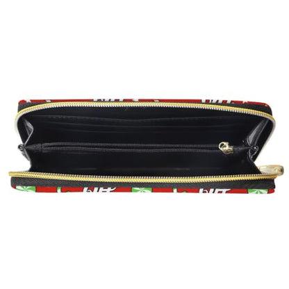 AFPANQZ Long Wallet for Women Slim Purse PU Leather Clutch Zip Around Cards Phone Holder - color: Christmas Hoho Crutch