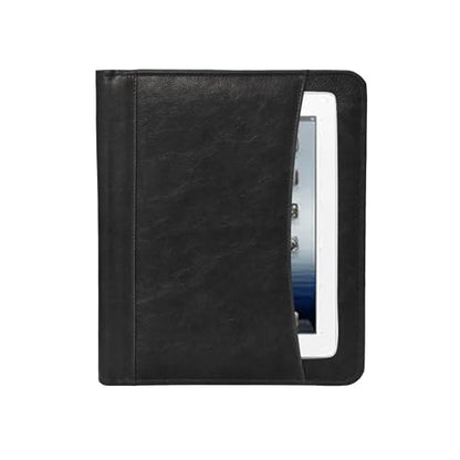 Leather Business Portfolio Padfolio Document Organizer with Writing Pad Resume Professional Interview Zipper Writing Notepad Folder for Men Women (Black) | Business Portfolio with Legal Pad Holder, Card Slots, Pen Holder, Document Folder for Office, Meeti