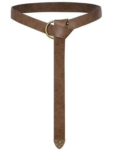 SCARLET DARKNESSMedieval Leather Belt Renaissance Pirate Viking Accessory | Adjustable Length, Metal Buckle, for Women Men, Ren Fair, Peasant, Goth, Halloween - color: Brown