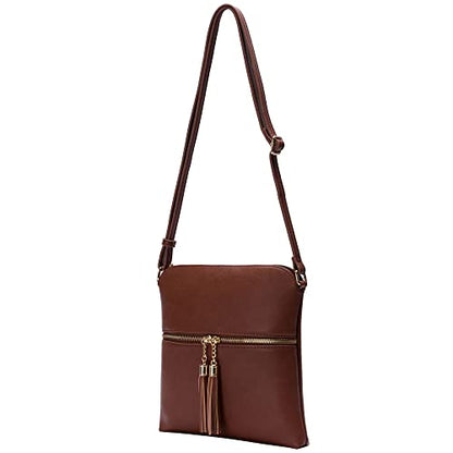 Solene Womens Lightweight Medium Crossbody Purse with Tassel, Perfect Size Crossbody Bags for Daily Use, travel - color: Coffee