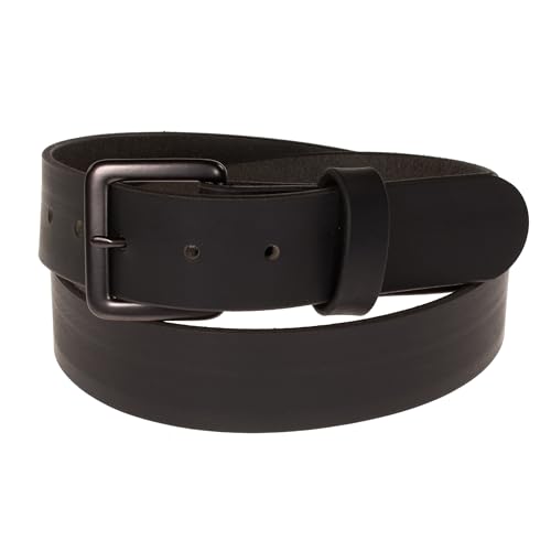 Men's Leather Belt, Made in USA, Full-Grain Leather, Casual Everyday Wear Belts, Amish Handmade 1.5" Width - color: Black 5550-gm, size: 38" (Size 34 Pants) - Check Size Guide
