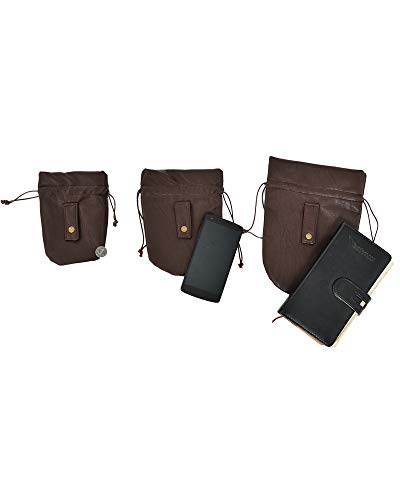 Medieval PU Leather Pouch Leather Drawstring Pouch Coin Purse Storage Renaissance Dice Bag (L, Brown) - size: Large