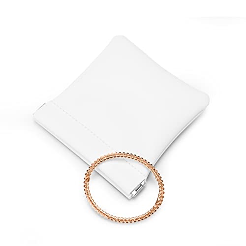 White PU Leather Squeeze Jewelry Travel Pouch Multi-Use Gift Bag - color: Pearl White, size: 4.21"x4.33"