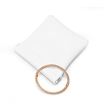 White PU Leather Squeeze Jewelry Travel Pouch Multi-Use Gift Bag - color: Pearl White, size: 4.21"x4.33"