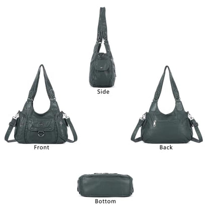 Angel Kiss Women's Shoulder Bag Vegan Leather Hobo Purses and Handbags Satchel Tote Bags for Women with Adjustable Strap - color: Green