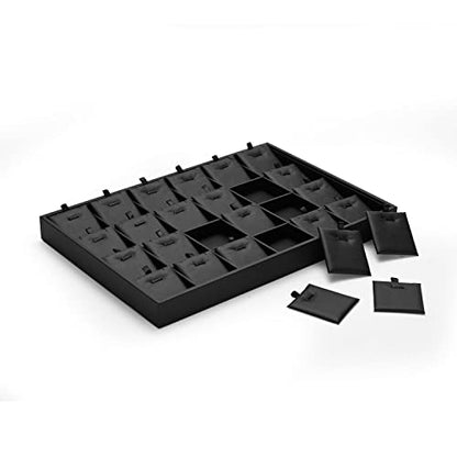 Black PU Leather 24-Grid Jewelry Necklace Pendant Organizer Tray | with removable insert, scratch-resistant divided storage, ideal for home drawer organization and retail jewelry display - style: Necklace Tray