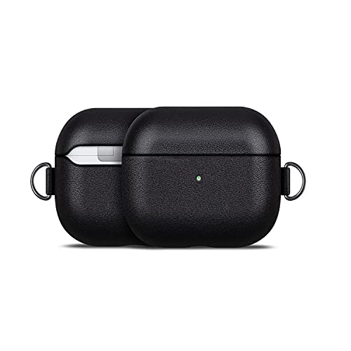 LOPIE Leather Case with Clip for AirPods 3 (Released in 2021), Handmade Case Fully-Wrapped with Full-Grain Leather, Protective Hard Cover for Gen 3 AirPods (Not for AirPod Pro 3rd Generation), Black - color: [Full Grain Leather]-Black Case with Clip