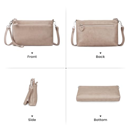 befen Genuine Leather Wristlet Clutch Wallet Purses with RFID Blocking | Small Crossbody Bags Shoulder Handbag for Women, Genuine Leather Wristlet Clutch Wallet Purses with RFID Blocking - color: Nude