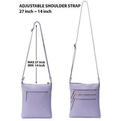 Crossbody Bag Functional Multi Pocket Messenger Purse Top Zip Closure Shoulder Handbag With Adjustable Strap - color: Lavender