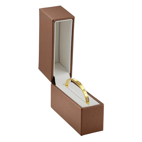 Exquisite Leather Standing Bangle & Bracelet Box - Elegant Bracelet Jewelry Gift Box for Women Leather Interior - Bangle Box with Exquisite Stitching - Ideal for Bangel/Bracelet Case by AllurePack - color: Bronze, size: Standing Bangle Box