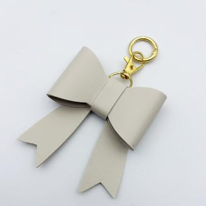 Unpafcxddyig PU Leather Bow Keychain Bag Charms for Women Handbags Backpacks Tote Car Key Rings Accessories - color: White