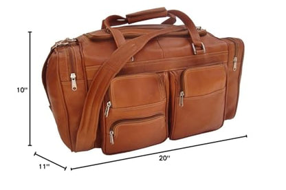 Piel Leather 20In Duffel Bag with Pockets, Saddle, One Size - color: Saddle