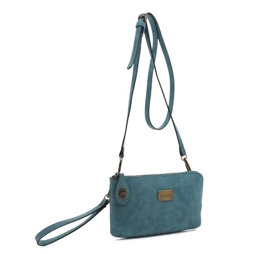 Tina Wristlet Wallets for Women - Clutch Wristlet Convertible to Shoulder Bag or Handbag, Wrist Purse - color: Teal