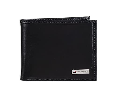 Tommy Hilfiger Men's Leather Orson RFID Bifold Wallet with Removable Passcase - color: Black