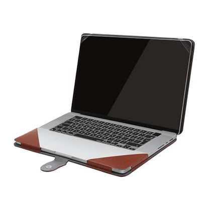 MOSISO PU Leather Sleeve Compatible with MacBook Pro 14 inch, Brown | 2026-2021 M5-M1 A3426 A3427 A3434 A3112 A3185 A3401 A2918 A2992 A2779 A2442, Folio Protective Stand Cover Sleeve Case - color: Brown