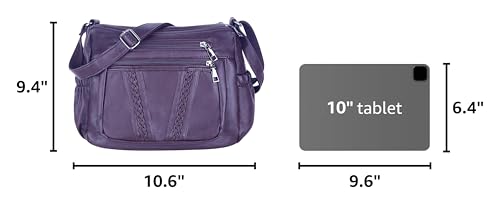 ELDA Crossbody Bags For Women Pocketbooks Soft PU Leather Purses and Handbags Multi Pocket Shoulder Bag - color: Dark Purple