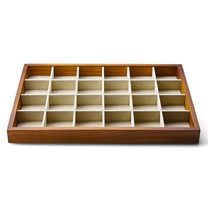 Oirlv Solid Wood Jewelry Tray,Jewelry Drawer Organizer,24 Grid(Cream) | Stackable Design,for Jewelry Necklaces Earrings and Rings,Organizing and Presentinge Legantly on Dressers&in Dresser - color: Creamy-white 24 grid tray