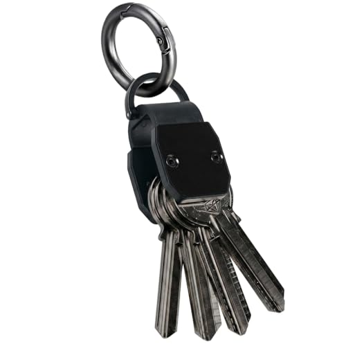Compact Aluminum Mini Key Organizer Holder Keychain with Carabiner Clip. | 34mm x 18mm x18mm, Up to 4 Keys Storage. - color: Aluminum - Mini - Black.