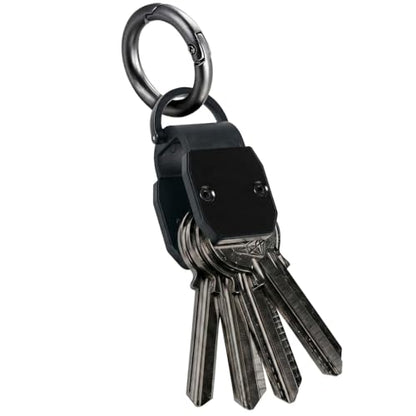 Compact Aluminum Mini Key Organizer Holder Keychain with Carabiner Clip. | 34mm x 18mm x18mm, Up to 4 Keys Storage. - color: Aluminum - Mini - Black.