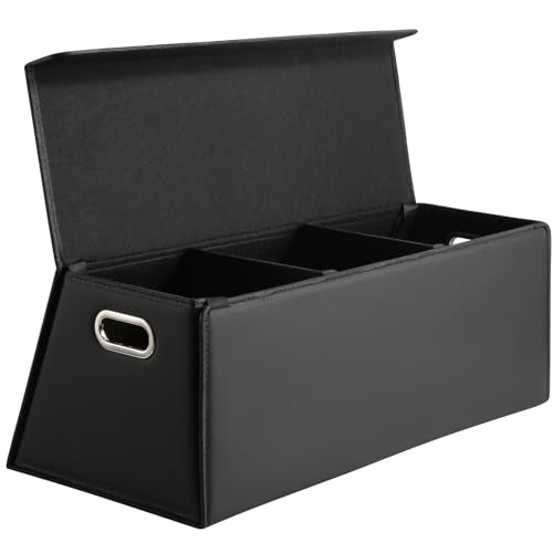Fyzeoty Car Trunk Organizer for SUV and Sedan, Trapezoidal-Black, 29.5 in | Tailored for Rear Seats, Extra Large, Leather Storage Box, Magnetic Lid, Collapsible & Adjustable, Water‑Resist & Dust‑Proof - color: Trapezoidal-Black, size: Extra Large