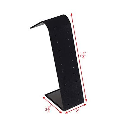 MOOCA 2-Piece Set, Premium Adjustable Earring Display Stand for 12 Pairs of Earrings, 2 W x 2 7/8 D x 6 5/8 H in, Black Velvet (Pack of 2) - color: Black, size: 2 Piece (Pack of 2)