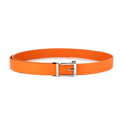 Gelante Genuine Leather Ratchet Dress Belt With Automatic Sliding Buckle - Minimalistic Style-Trim to Fit - color: Orange