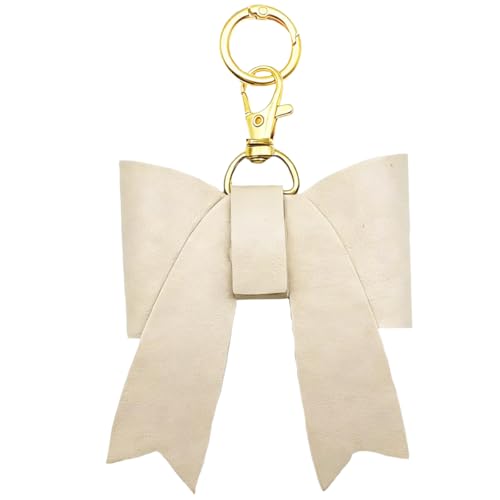 Unpafcxddyig PU Leather Bow Keychain Bag Charms for Women Handbags Backpacks Tote Car Key Rings Accessories - color: White
