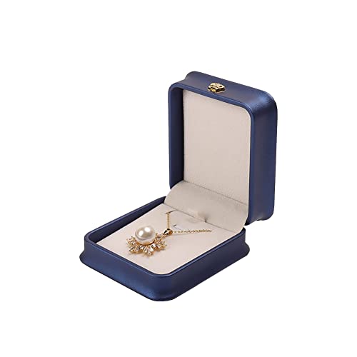 PU Leather Necklace Box Pendant Display Case Bracelet Gift Box Small Necklace Showcase Jewelry Storage Case for Women Navy Blue - color: Navy Blue