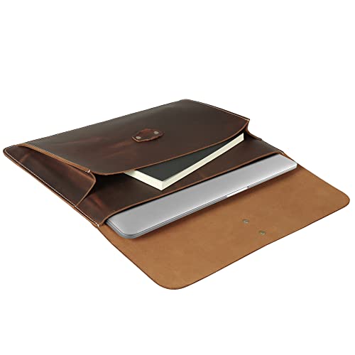 Londo Real Grain Leather MacBook Pro and MacBook Air Case, Front Pocket & Flap Closure - 16 Inch - 15 Inch - 15.5 Inch (M4, M3, M2, M2, M1, Pro & Max) 2020 to 2024 Models - color: Cinnamon, size: 15-16 inches