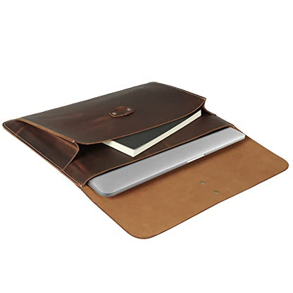 Londo Real Grain Leather MacBook Pro and MacBook Air Case, Front Pocket & Flap Closure - 16 Inch - 15 Inch - 15.5 Inch (M4, M3, M2, M2, M1, Pro & Max) 2020 to 2024 Models - color: Cinnamon, size: 15-16 inches