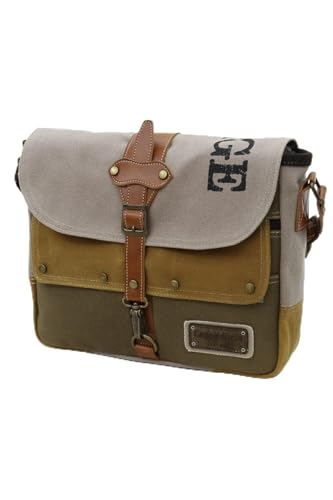 Antiochia 4046 Messenger Bag, Leather Detailed Shoulder Laptop Bag, Unisex Style for Daily, Travel - color: Beige Mustard Light Brown